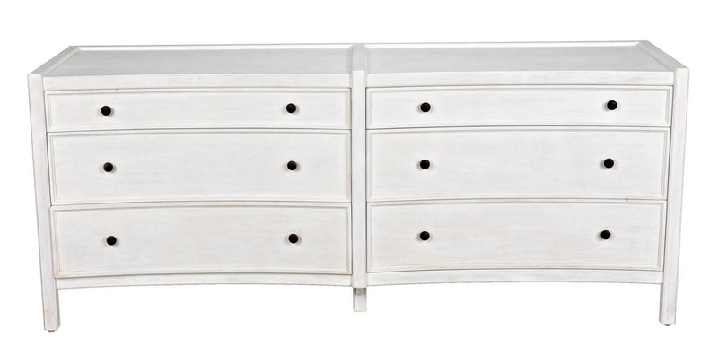 Hampton 6 Drawer Dresser, White Wash Dressers LOOMLAN By Noir