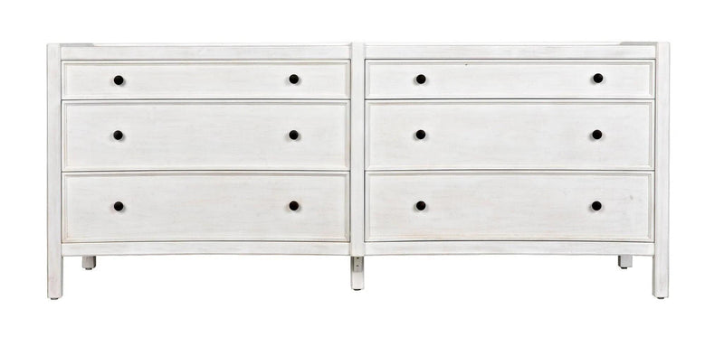 Hampton 6 Drawer Dresser, White Wash Dressers LOOMLAN By Noir