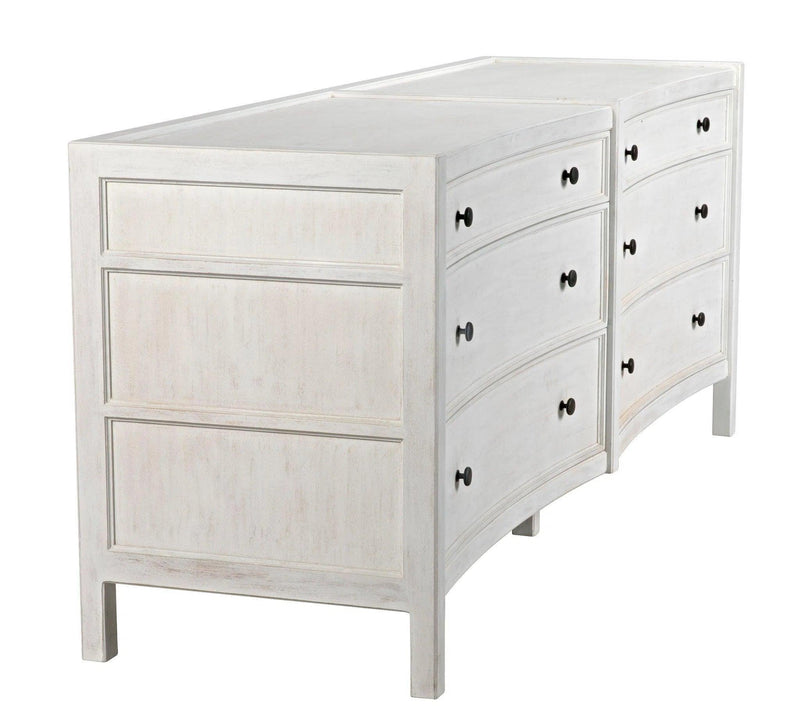 Hampton 6 Drawer Dresser, White Wash Dressers LOOMLAN By Noir