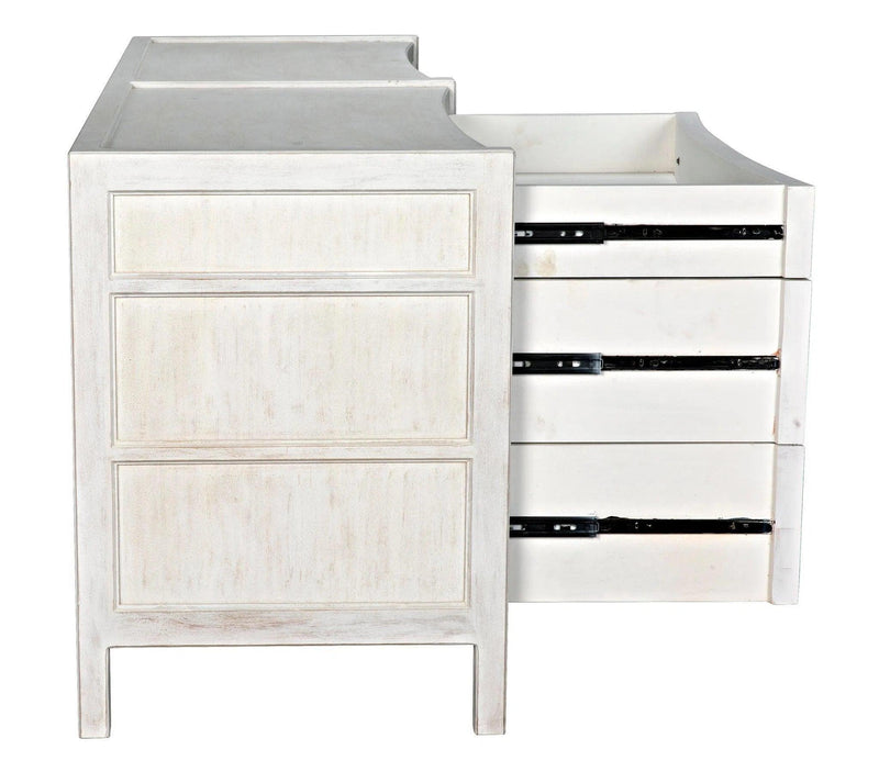 Hampton 6 Drawer Dresser, White Wash Dressers LOOMLAN By Noir