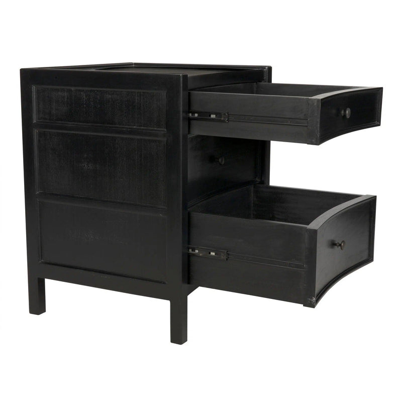 Hampton Night Stand 24", Hand Rubbed Black Nightstands LOOMLAN By Noir