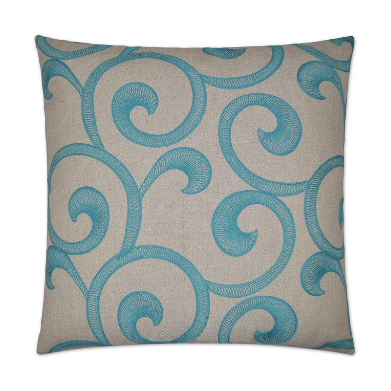 Hampton Scroll Blue Throw Pillow With Insert Throw Pillows LOOMLAN By D.V. Kap