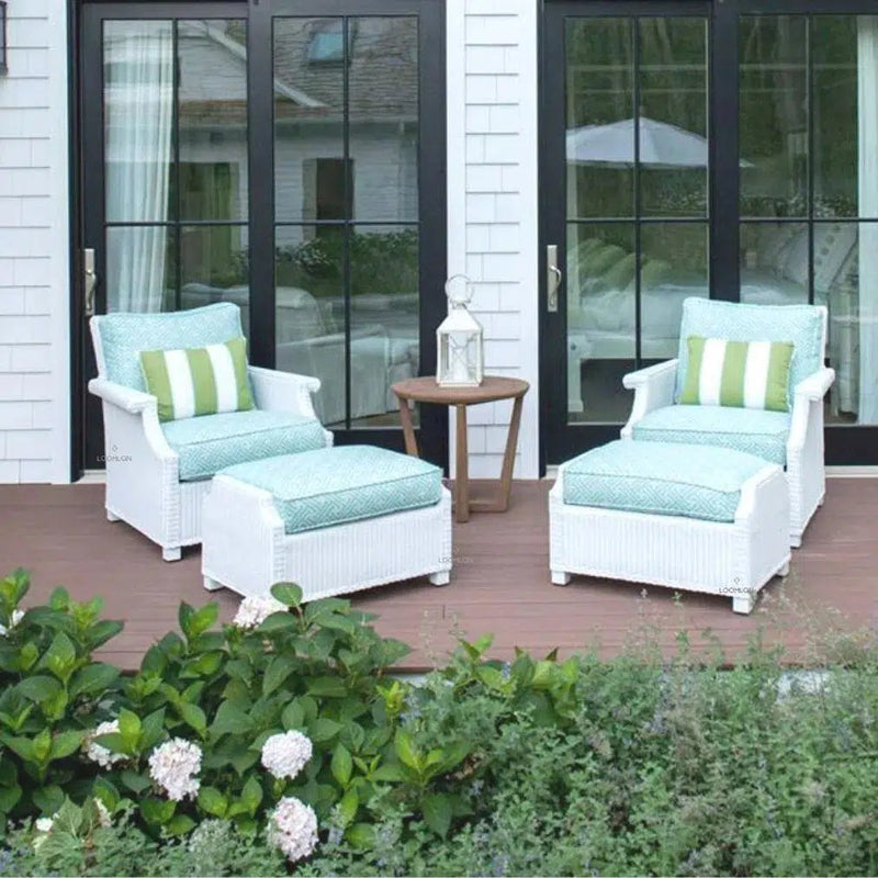 Hamptons Outdoor Wicker 2 Lounge Chair Set With Ottomans Lloyd Flanders Outdoor Lounge Sets LOOMLAN By Lloyd Flanders