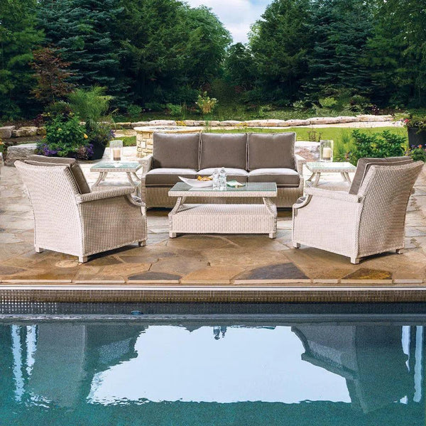 Hamptons Outdoor Wicker 6 PC Sofa Set With Chairs and Tables Outdoor Lounge Sets LOOMLAN By Lloyd Flanders