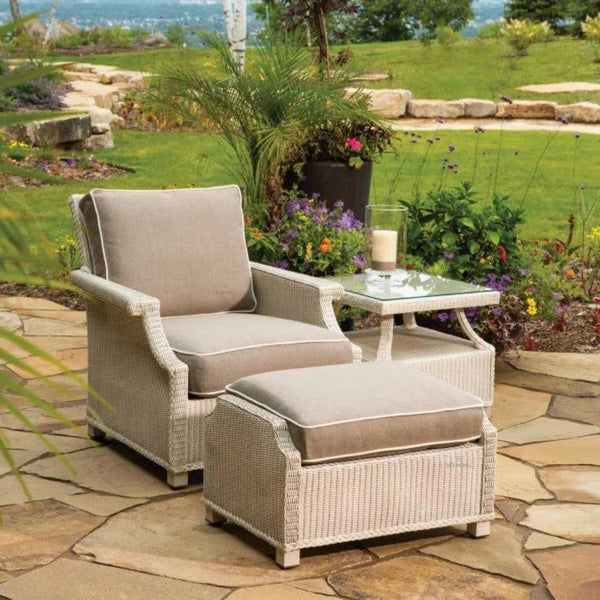 Hamptons Outdoor Wicker Lounge Chair Set With Side Table Lloyd Flanders Outdoor Lounge Sets LOOMLAN By Lloyd Flanders