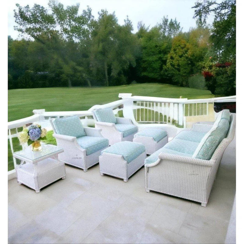 Hamptons Outdoor Wicker Sofa and Lounge Chair Set With Tables Outdoor Lounge Sets LOOMLAN By Lloyd Flanders