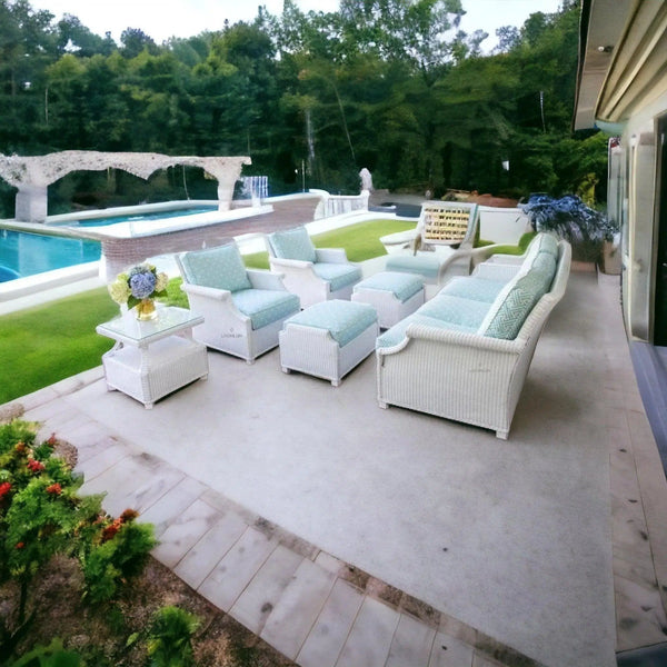 Hamptons Outdoor Wicker Sofa and Lounge Chair Set With Tables Outdoor Lounge Sets LOOMLAN By Lloyd Flanders