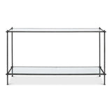 Hand Chased Iron Console Table Glass Top With Shelf Console Tables LOOMLAN By Sarreid