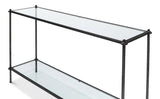 Hand Chased Iron Console Table Glass Top With Shelf Console Tables LOOMLAN By Sarreid