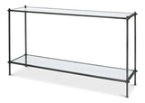 Hand Chased Iron Console Table Glass Top With Shelf Console Tables LOOMLAN By Sarreid