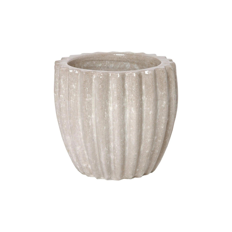 Handcrafted Round Ceramic Pot Outdoor Planters LOOMLAN By Emissary