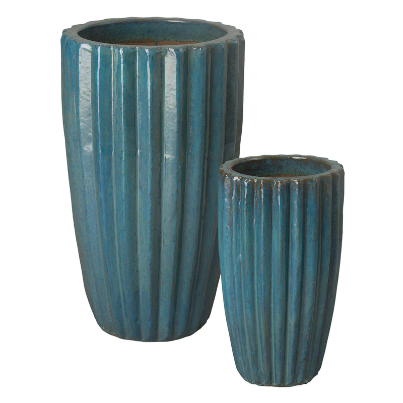 Handcrafted Round Ceramic Pot Outdoor Planters LOOMLAN By Emissary