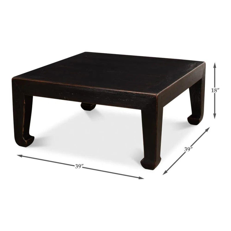 Handmade Square Coffee Table Black 39" Coffee Tables LOOMLAN By Sarreid