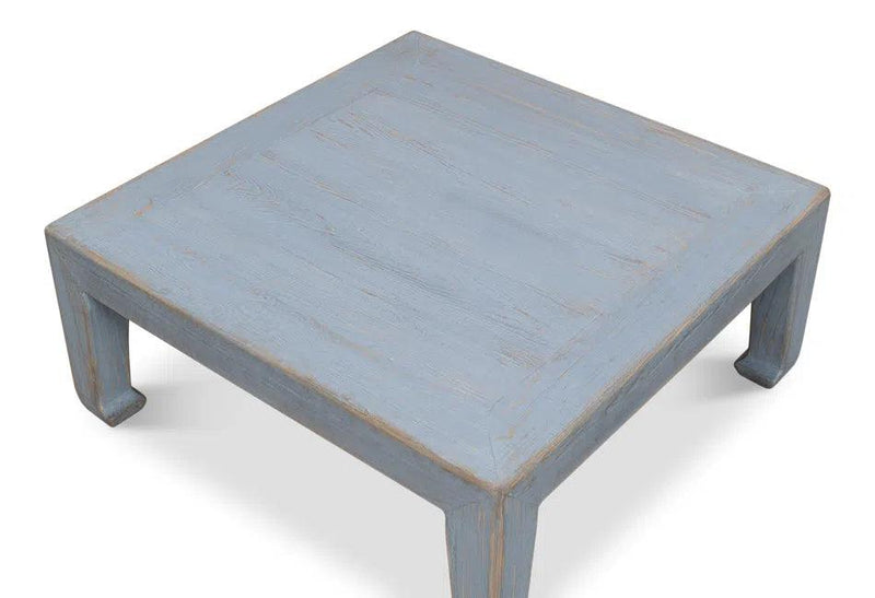 Handmade Square Coffee Table Blue 39" Coffee Tables LOOMLAN By Sarreid