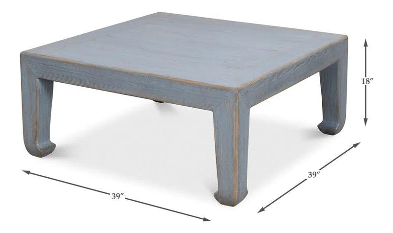 Handmade Square Coffee Table Blue 39" Coffee Tables LOOMLAN By Sarreid