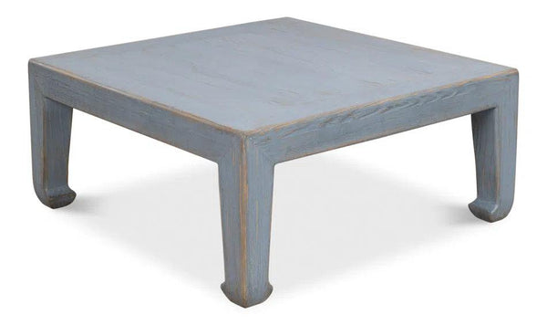 Handmade Square Coffee Table Blue 39" Coffee Tables LOOMLAN By Sarreid