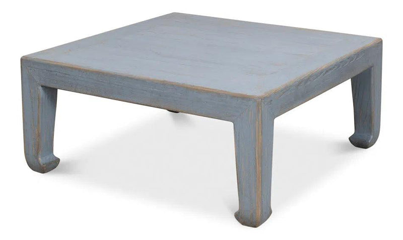 Handmade Square Coffee Table Blue 39" Coffee Tables LOOMLAN By Sarreid