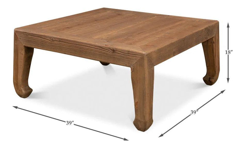 Handmade Square Coffee Table Natural 39" Coffee Tables LOOMLAN By Sarreid