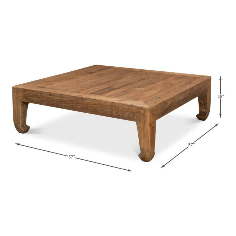 Handmade Square Coffee Table Natural 57" Coffee Tables LOOMLAN By Sarreid