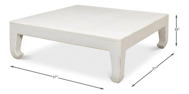 Handmade Square Coffee Table White 57" Coffee Tables LOOMLAN By Sarreid