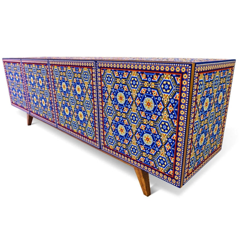 Handmade Unique Beaded Multicolor Beaded Sideboard Cabinet Sideboards LOOMLAN By Victor Betancourt