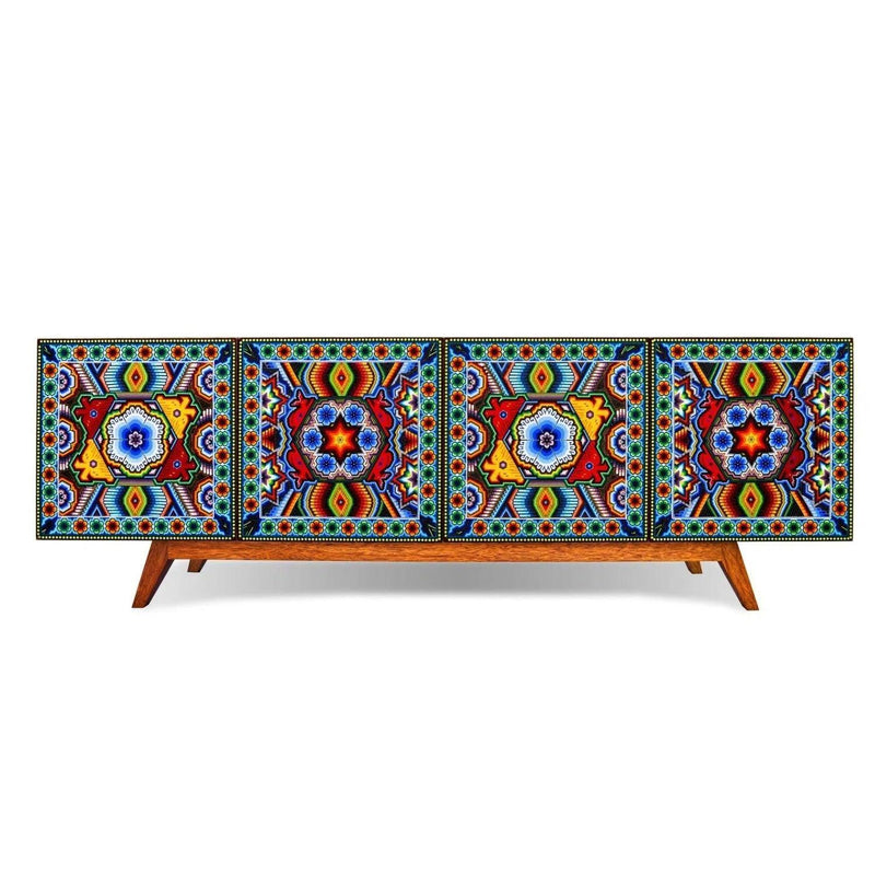 Handmade Unique Beaded Sideboard Cabinet Deer Sideboards LOOMLAN By Victor Betancourt