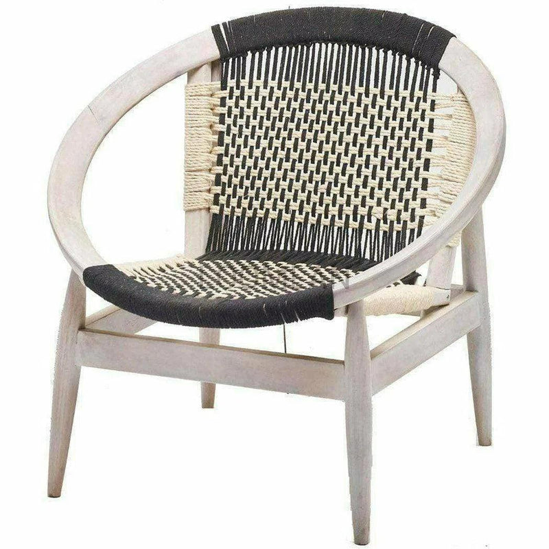 Handwoven Rope Papasan Whitewash Barrel Accent Chair Base Club Chairs LOOMLAN By LOOMLAN