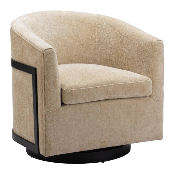 Hanko Golden Beige Swivel Chair Club Chairs LOOMLAN By Zuo Modern