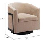 Hanko Golden Beige Swivel Chair Club Chairs LOOMLAN By Zuo Modern