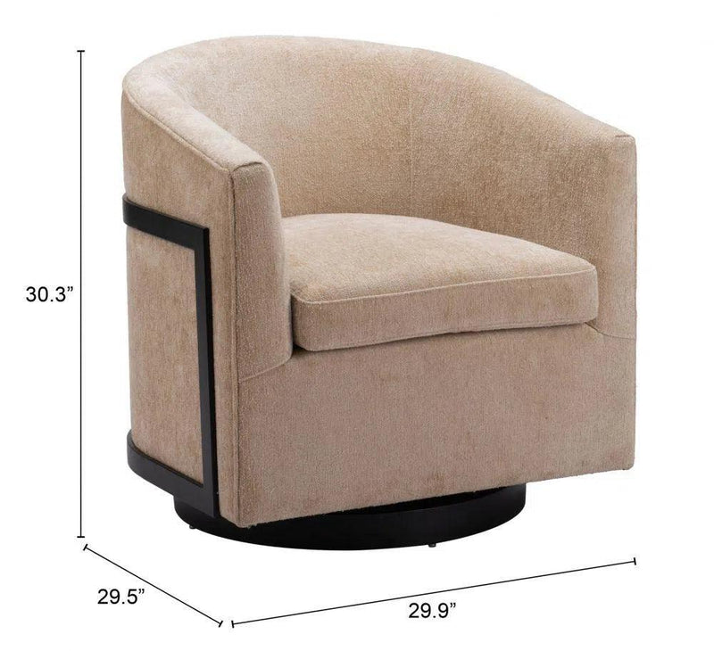 Hanko Golden Beige Swivel Chair Club Chairs LOOMLAN By Zuo Modern