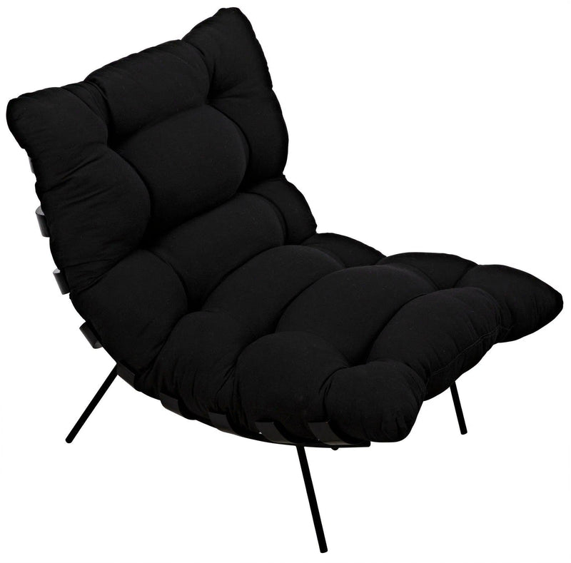 Hanzo Chair with Steel Legs, Charcoal Black Accent Chairs LOOMLAN By Noir