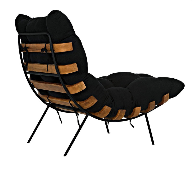 Hanzo Chair with Steel Legs, Teak Accent Chairs LOOMLAN By Noir