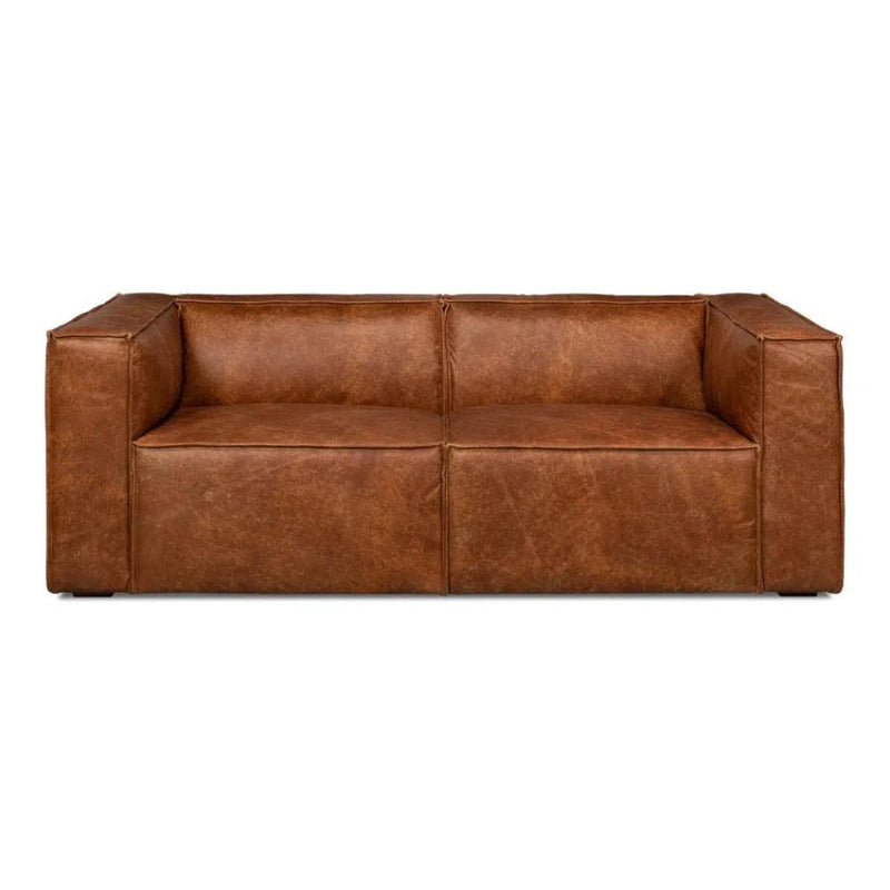 Harland Sofa Light Brown Leather Sofas & Loveseats LOOMLAN By Sarreid