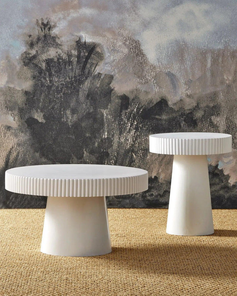 Harlow Concrete White Round Accent Table Side Tables LOOMLAN By Currey & Co