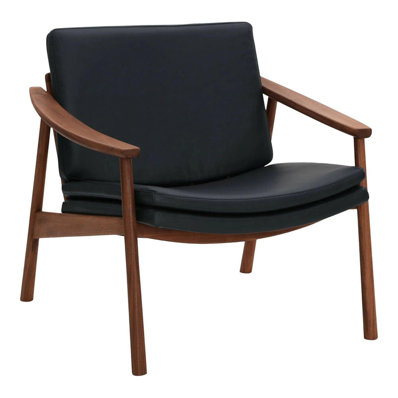 Harlowe Solid Wood Lounge Armchair with Upholstered Leather Lounge Chairs LOOMLAN By Moe's Home