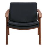 Harlowe Solid Wood Lounge Armchair with Upholstered Leather Lounge Chairs LOOMLAN By Moe's Home