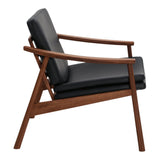 Harlowe Solid Wood Lounge Armchair with Upholstered Leather Lounge Chairs LOOMLAN By Moe's Home