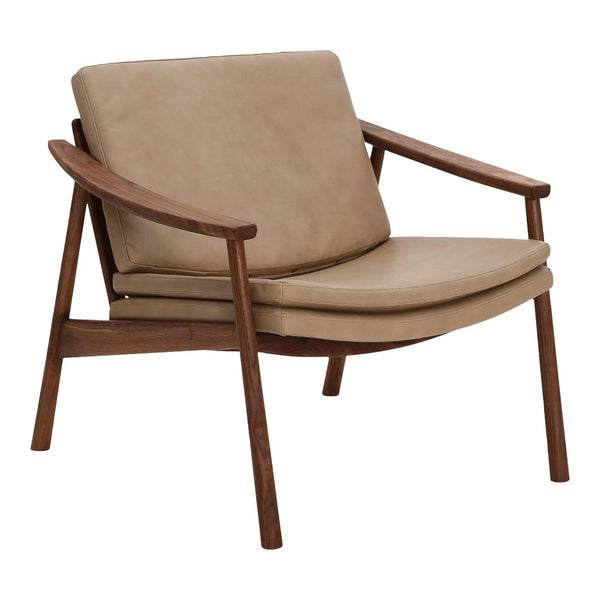 Harlowe Solid Wood Lounge Armchair with Upholstered Leather Lounge Chairs LOOMLAN By Moe's Home