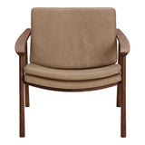 Harlowe Solid Wood Lounge Armchair with Upholstered Leather Lounge Chairs LOOMLAN By Moe's Home