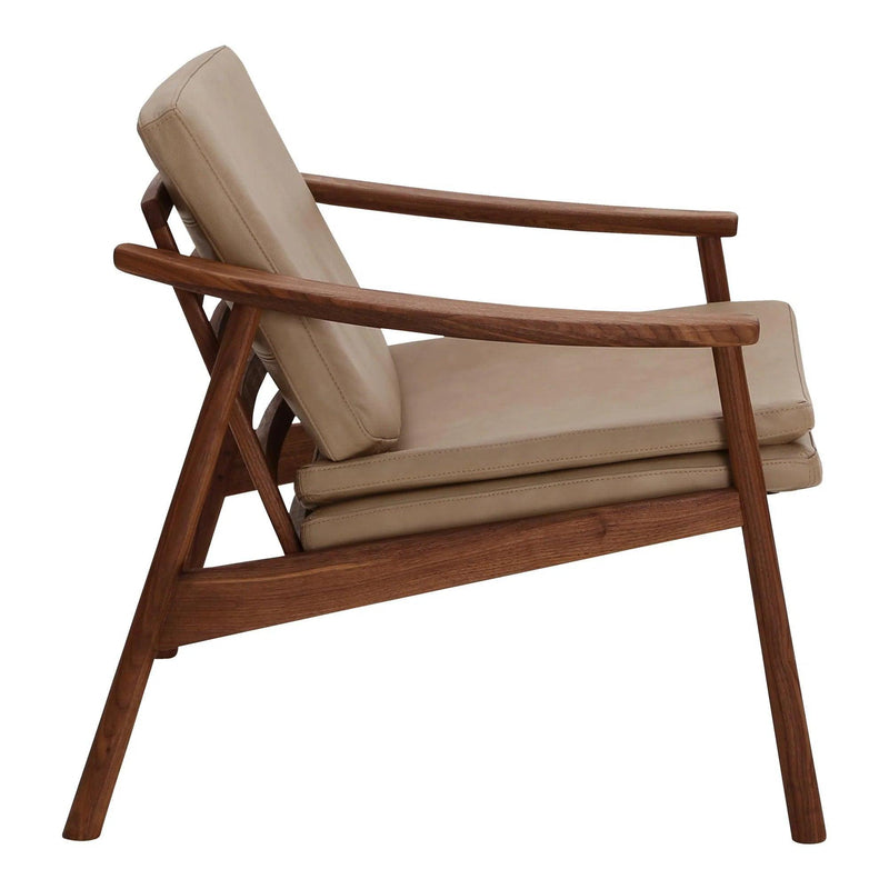 Harlowe Solid Wood Lounge Armchair with Upholstered Leather Lounge Chairs LOOMLAN By Moe's Home