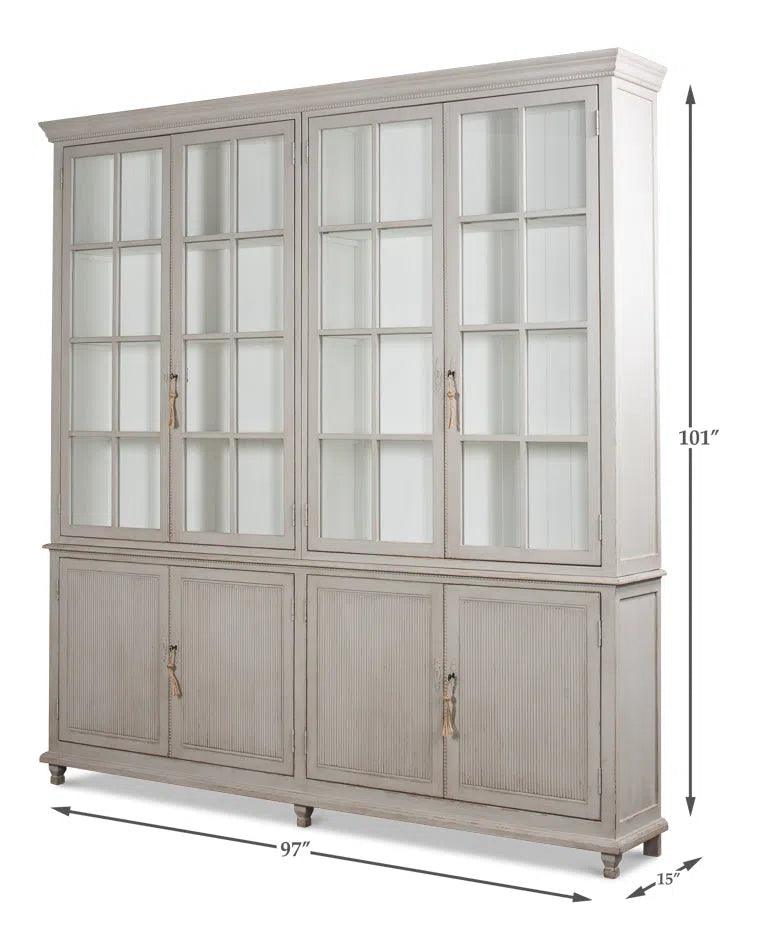 Harper Glass Doors Front Curio Bookcase With Cabinets Buffets & Curios LOOMLAN By Sarreid