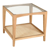 Harrington Glass Top and Cane End Table for Living Room Side Tables LOOMLAN By Moe's Home