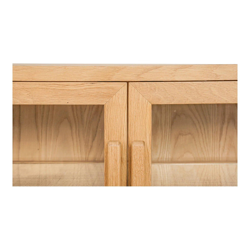 Harrington Natural Wood and Glass Cabinet Accent Cabinets LOOMLAN By Moe's Home