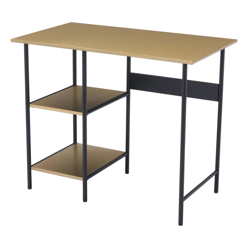 Harris Desk Brass & Black Home Office Desks LOOMLAN By Zuo Modern