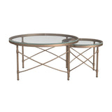 Harrison Metal and Clear Glass Gold Round Cocktail Table Coffee Tables LOOMLAN By Bassett Mirror