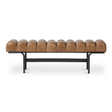 Harrison Top-Grain Buffalo Leather and Iron Brown Bench Bedroom Benches LOOMLAN By Moe's Home