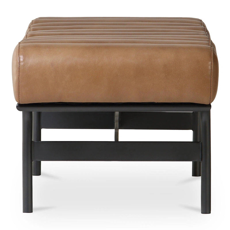 Harrison Top-Grain Buffalo Leather and Iron Brown Bench Bedroom Benches LOOMLAN By Moe's Home