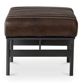 Harrison Top-Grain Buffalo Leather and Iron Dark Brown Bench Bedroom Benches LOOMLAN By Moe's Home