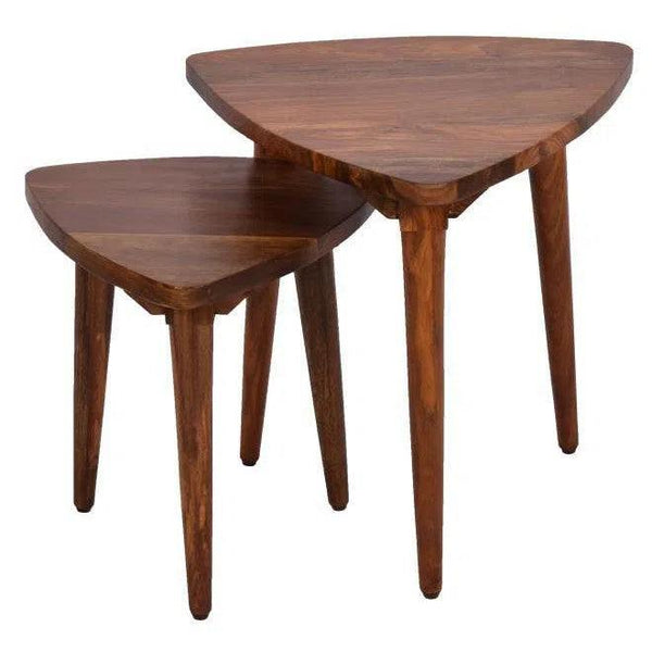 Harstad Geometric Wood Table Set Side Tables LOOMLAN By LOOMLAN