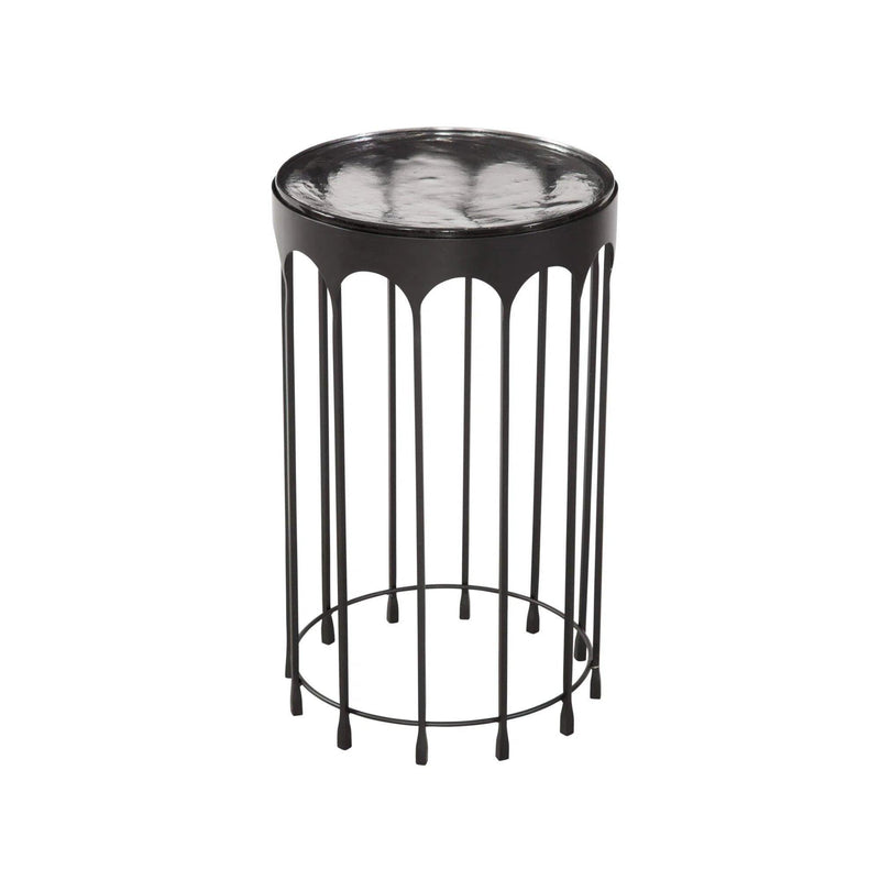 Hartley Iron and Cast Glass Black Round Accent Table Side Tables LOOMLAN By Bassett Mirror